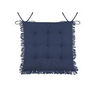 Lovely Casa - Cuscino per sedia con frange, colore: Blu marino