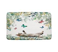 Lovely Cat Green Eucalyptus Leaves Flower Butterfly Cute Cat Kitten Creative Animal Nature Funny Tappeto Entrata Lavabile In Lavatrice Tappeti Da Bagno Assorbente Zerbino Ingresso Per 40X60Cm