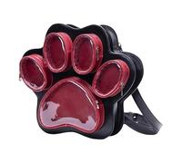 Lovely Cats Paw Designs School Baackpack Borsa a tracolla da donna con finestra trasparente e tracolla regolabile per uso quotidiano borsa a tracolla, Nero e rosso, One Size