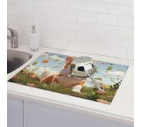 Lovely Corgi - Tappetino scolapiatti per bancone della cucina, assorbente, in microfibra, reversibile, lavabile, 45,7 x 61 cm, facile da pulire, per decorare la casa, la cucina, la sala da pranzo