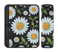 Lovely Daisy Floral Bianco Nero 2 pz seggiolino auto Spallacci Imbottiture per Più Comfort Guida, Accessori per la Vostra auto per Camion Aereo Van 25,4x19,6 cm Protector para cinturón de carro