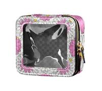 Lovely Daisy Floral Peach White Leather Organizer Bags Leather Toiletry Bag Cosmetic Organizer Case per Viaggi