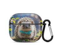 Lovely Hedgehog - Custodia per auricolari Bluetooth a forma di riccio, protezione completa, antiurto, custodia rigida con supporto per ricarica wireless con portachiavi, regalo personalizzato per