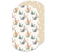 Lovely Hippo 2 lenzuola con angoli elasticizzati per bambini, 100% cotone, set da 2 pezzi da 60 x 80 cm, compatibili Iora, Sleep Mini (Walbabys, 60 x 80 cm)