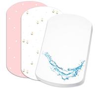 Lovely Hippo 2 lenzuoli con angoli elasticizzati in 100% cotone + 1 coprimaterasso, 100% materiale impermeabile, set da 3 pezzi, compatibili Chicco, Kinderkraft (fiori rosa, 60 x 80 cm)