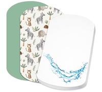 Lovely Hippo 2 lenzuoli con angoli elasticizzati in 100% cotone + 1 coprimaterasso, 100% materiale impermeabile, set da 3 pezzi, compatibili Chicco, Kinderkraft (Savanne, 60 x 80 cm)