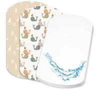 Lovely Hippo 2 lenzuoli con angoli elasticizzati in 100% cotone + 1 coprimaterasso, 100% materiale impermeabile, set da 3 pezzi, compatibile Iora, Sleepi Mini (Walbabys, 60 x 80 cm)