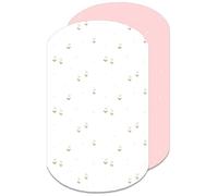 Lovely Hippo Cododo Lenzuolo Sotto con Angoli Compatibile Next2Me Bambino Forza 100% Cotone per Neonati Ragazzi Ragazze (Fiori Rosa 60x80 cm)