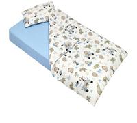 Lovely Hippo Lenzuola 80 x 160 cm con angoli + Copripiumino 120x170 cm + Federa per Cuscino per bambini (Safari Blu, Letto 80x160cm - Set 3 pezzi)