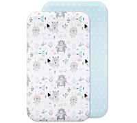 Lovely Hippo Lenzuola Next to Me 2PZ - 2 Lenzuola con Angoli 100% Cotone (83 x 50 cm, Animali Blu)