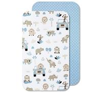 Lovely Hippo Lenzuola Next to Me 2PZ - 2 Lenzuola con Angoli 100% Cotone (83 x 50 cm, Safari Blu)