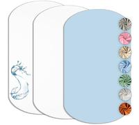 Lovely Hippo Lenzuola Next to Me 3PZ - 2 Lenzuola Cotone + 1 Coprimaterasso Assorbente Materasso Next to me (Bianco/Blu, 60 x 80 cm)