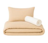 Lovely Hippo Lenzuolo con angoli 80 x 160 cm + copripiumino (100% mussola cotone) 120 x 170 cm + federa per cuscino (100% mussola cotone) 40 x 60 cm - Set 3 pezzi 80 x 160 cm - morbido e traspirante