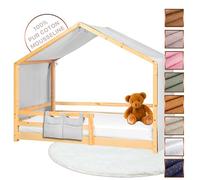 Lovely Hippo Tenda Letto Bambini 100% Cotone - Tenda Letto Montessori per Letto Bambini 80x160 e 90x190cm - Modelo 2 (Grigio, 97 x 402 cm + Astuccio)