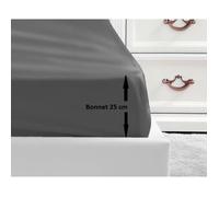 LOVELY HOME Lenzuolo con angoli 100% cotone 140x190x25 cm grigio scuro