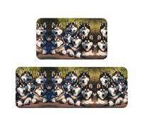 Lovely Huskys - Set di 2 tappeti da cucina antiscivolo, per casa, ufficio, lavanderia