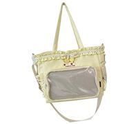 Lovely Itabag for Pin Display Large Capacity Shoulder Bag Fashion Handbag Commuting Ruched Lace Bows Crossbody Clear Shoulder Ruched Lace Messenger Ita Lovely Crossbody