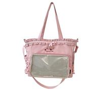 Lovely Itabag for Pin Display Large Capacity Shoulder Bag Fashion Handbag Commuting Ruched Lace Bows Crossbody Clear Shoulder Ruched Lace Messenger Ita Lovely Crossbody