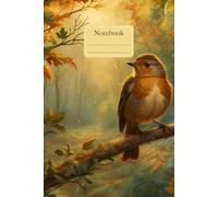 Lovely Little Bird Notebook: Classic Warm Tone Animal Illustration Cover 6x9 Inches and 120 Pages Wide Ruled Composition Book
