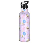 Lovely Morning Glory - Borraccia riutilizzabile con api divertenti e senza BPA, a prova di perdite, con coperchio a prova di perdite, isolamento sottovuoto, per casa/ufficio/viaggi/sport/scuola