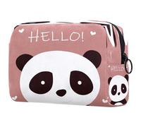 Lovely Panda Hello - Trousse per cosmetici, da donna, per articoli da toeletta da viaggio, grande, pratica borsa organizer con cerniera, Multi, 18.5x7.5x13cm/7.3x3x5.1in, Beauty case
