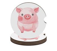 Lovely Pig - Set di 4 sottobicchieri universali antiscivolo per auto, 6,6 cm, accessori per interni dell'auto, unisex