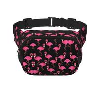 Lovely Pink Flamingos Square Double Layer Waist Bag Belt - Uni Everywhere Fanny Pack Purse for Running, Travel, Hiking, Fitness, Black, One Size, Nero, Taglia unica, Nero , taglia unica