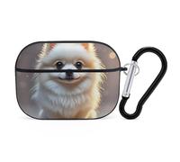 Lovely Pomeranian AirPod Pro, cover rigida antigraffio in policarbonato con portachiavi, accessorio per AirPod Pro 2°/1° custodia per donne e uomini, stile nero