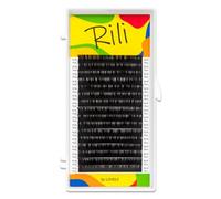 LOVELY Rili Black Extension Ciglia Singole in Nero - C Curl, 0,10mm, 8mm, 16 file - Ciglia finte professionali per lash stylist