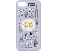 Lovely Streets Custodia lilla per iPhone 7, iPhone 8 e iPhone SE con illustrazioni di icona di New York