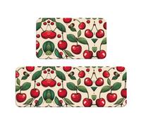 Lovely Sweet Red Cherry 2 tappeti da cucina con stampa di ciliegie rosse tappetini da cucina per pavimento 2 pezzi per pavimento casa ufficio lavello lavanderia