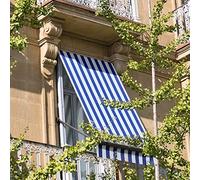 Lovely Tenda da Sole per Esterno, Tenda da Sole per Balconi, Impermeabile, Tenda da Sole a Caduta, 145x250 cm, Telo Ombreggiante, Riduce Luce e Calore, Migliora la Privacy, Fantasia a Righe, Blu