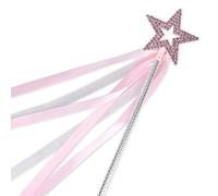 Lovelyshop Cristallo Metallo Stella Fata principi Bacchetta con Nastro per Ragazze Halloween Festa di Compleanno- Rosa