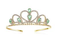 Lovelyshop Gemme Verdi Strass Diadema d'Oro per la Bambina in Halloween Compleanno Principessa Festa