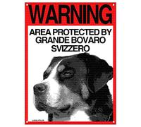 Lovelytiles Grande Bovaro Svizzero Targa ATTENTI al Cane Cartello Warning Area Protected BY