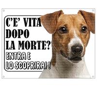 Lovelytiles Jack Russell ATTENTI al Cane Esiste LA Vita Dopo LA Morte? Targa Cartello INSEGNA (Metallo)