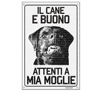 Lovelytiles Rottweiler Il Cane è Buono attenti a mia Moglie Targa in Metallo (20X30)