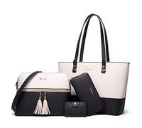 Lovematch Borsa a tracolla da donna in pelle sintetica con manico superiore, 4 pezzi