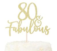 LOVENJOY 80 e Favoloso Topper Torta Compleanno Oro Glitterato 80th Happy Birthday per Decorazioni Torta Compleanno