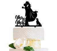 LOVENJOY Cake Topper Matrimonio Sposo e Sposa Bacio con Cane Topper Torta Matrimoniale Decorazione, Confezione Regalo
