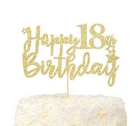 LOVENJOY Happy 18th Birthday Cake Topper Oro Glitterato Hello Sweet 18 Decorazioni Torta Compleanno
