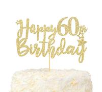 LOVENJOY Happy 60th Birthday Cake Topper Oro Glitterato Hello 65 e Favolosa Decorazioni Torta Compleanno