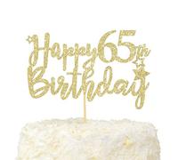 LOVENJOY Happy 65th Birthday Cake Topper Oro Glitterato Hello 65 e Favolosa Decorazioni Torta Compleanno