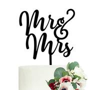 LOVENJOY Mr and Mrs Cake Topper Decorazione per Torte in Acrilico Nero per Matrimonio e Anniversario, in Confezione Regalo
