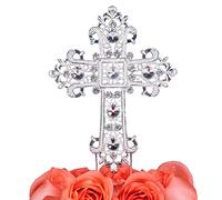 LOVENJOY Topper per Torta a Croce Cristallo Strass Cross Cake Topper per Matrimonio Religioso Battesimo Battesimo Prima Comunione Cresima Decorazione