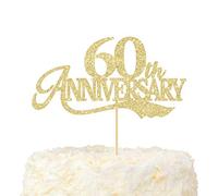 LOVENJOY Topper per Torta per 60° Anniversario Con Glitter Oro per 60 Anni Di Anniversario Di Matrimonio Festa Decorazione