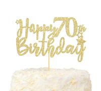 LOVENJOY Topper Torta Compleanno 70th Happy Birthday Oro Glitterato Hello 70 e Favolosa Decorazioni Torta Compleanno