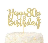 LOVENJOY Topper Torta Compleanno 80th Happy Birthday Oro Glitterato Hello 80 e Favolosa Decorazioni Torta Compleanno