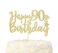 LOVENJOY Topper Torta Compleanno 90th Happy Birthday Oro Glitterato Hello 90 e Favolosa Decorazioni Torta Compleanno
