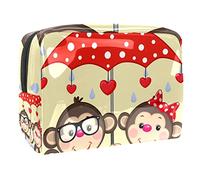 Lover - Trousse da donna, con ombrello, motivo: scimmietta dei cartoni animati, borsa da viaggio grande in PVC, pratica borsa organizer con cerniera, Multi, 18.5x7.5x13cm/7.3x3x5.1in, Beauty case